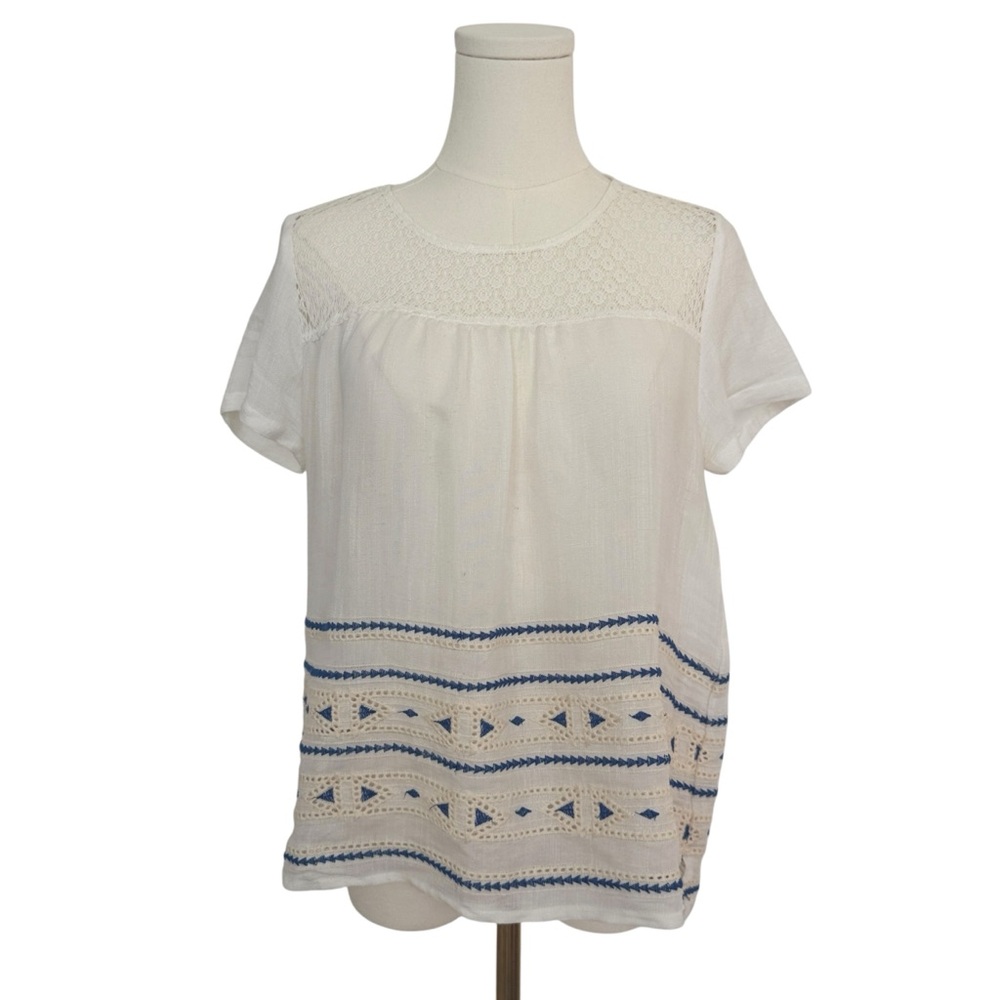 Chic White and Blue Women's Blouse